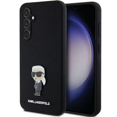 Kapak telefoni Karl Lagerfeld Liquid Silicone Iconic Karl, për Samsung Galaxy S23 FE, silikon, i zi