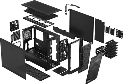 Kasë Fractal Design Meshify 2 TG Dark Tint, e zezë, Midi Tower