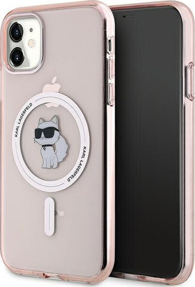 Kuti mbrojtëse Karl Lagerfeld IML Choupette MagSafe, për iPhone 11 XR 6.1", rozë