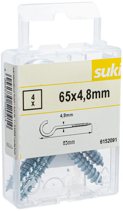 Vidë me grep Suki 4.8x65mm, çelik i galvanizum, pako 4 copë