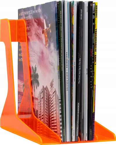 Mbajtëse vinilesh Audio Anatomy LP Holder, mban gjer në 40 LP, plastikë HIPS, portokalli transparente