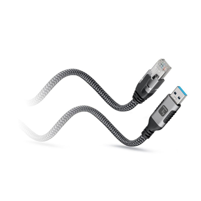Мрежен кабел Techly USB-A во RJ45, Gigabit Ethernet, 1 m, црно-сребрена боја
