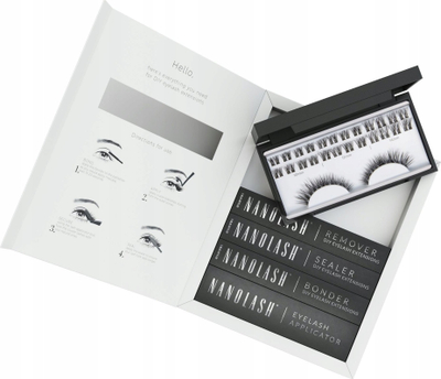 Set qerpikësh artificialë NANOLASH Fantasy, 36 tufa 10 12 14mm, me bonder dhe sealer, të zinj