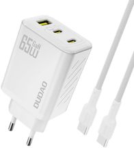Karikues USB Dudao A29CEU, 65W GaN, 2x USB C 1x USB A, i bardhë