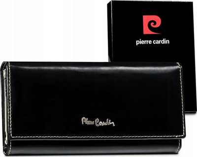 Portofol goca Pierre Cardin Classic, lëkurë e vërtetë, i madh, i zi
