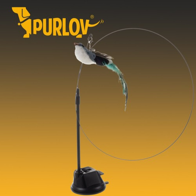 Lodër për mace Purlov Bird, shufër 95cm, zog lodër 20cm, e zezë