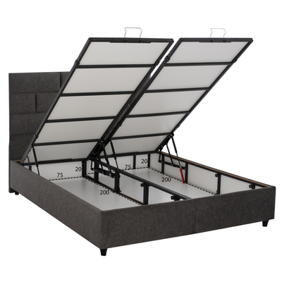 Krevat dopio BED SOLEDAD HM627.20, me kuti depozitimi, 160x200 cm, gri
