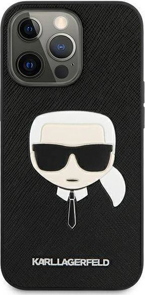 Kapak telefoni Karl Lagerfeld PU Saffiano Karl Head, për iPhone 13 Pro, i zi