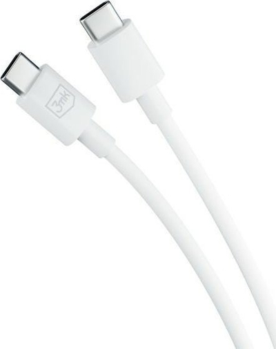 Kabllo kariku 3MK Hyper USB C në USB C, 1.2m, 100W, e bardhë