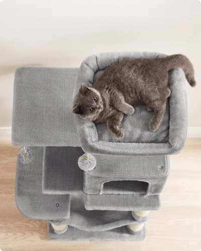 Дрво за галење и грицкање за мачки LEOBERT, 47x39x23 cm, светло сиво