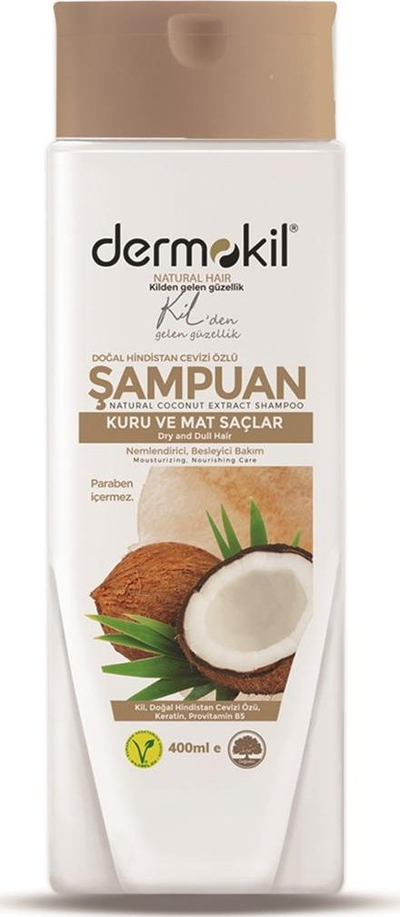 Shampo flokësh Dermokil Natural Hair, për flokë të thatë, ekstrakt kokosi, 400ml