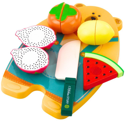 Set lojë prerje frutash LeanToys, dërrasë arushi, lodër edukative për fëmijë, shumëngjyrëshe