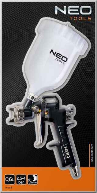 Pistole boje Neo Paint Spray Gun, grykë 1.5 mm, depozitë 0.6 L, ngjyrë argjendtë