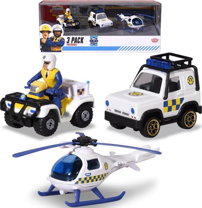 Set lodrash Fireman Sam 3 Pack, 3 makina lodër die-cast, pa bateri, shumëngjyrësh