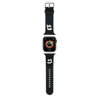 Rrip ore i zgjuar Karl Lagerfeld Rubber NFT Karl & Choupette, për Apple Watch 42/44/45mm dhe Ultra, gome, i zi