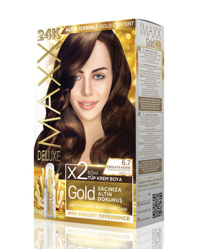Set ngjyrë për flokë Maxx Deluxe Gold, 6.7 Chocolate Coffee, 50ml