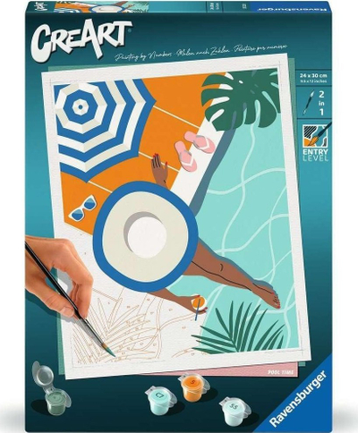 Сет слика по броеви Ravensburger CreArt Pool Time, за возрасни, летен мотив