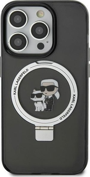 Kuti mbrojtëse Karl Lagerfeld me unazë Ring Stand Karl Choupette MagSafe për iPhone 11 / XR, transparente
