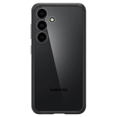 Kllëf telefoni Spigen Ultra Hybrid për Samsung Galaxy S24, pasme xham e pastër, kornizë matte, ngjyrë e zezë