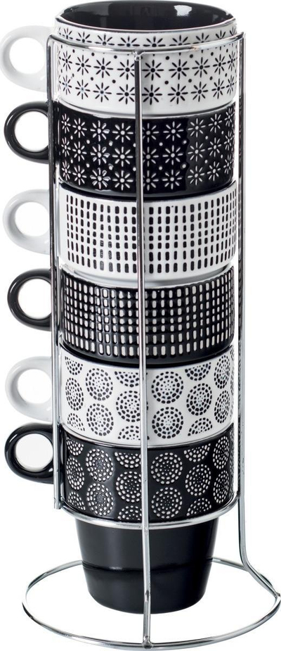 Set filxhanësh Secret de Gourmet Ethnik, 6 copë, 260 ml, bardh e zi