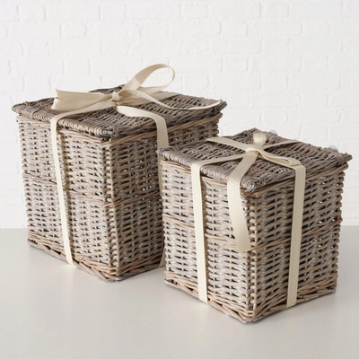Set shporta të endura Tango, 3 copë, të mbyllshme, kafe