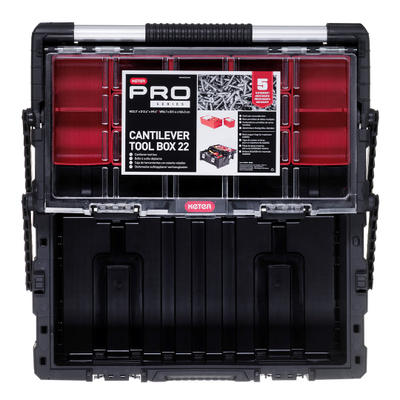 Kuti veglash Keter Tool Box 237785, cantilever, dorezë metalike, gri