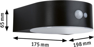 Aplike muri Paulmann Eileen Solar LED, me sensor lëvizjeje, për jashtë, e zezë
