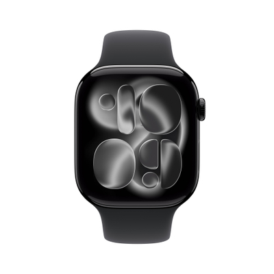 Apple Watch Series 11 GPS 42mm Jet Black Aluminium Case with Black Sport Band, S/M