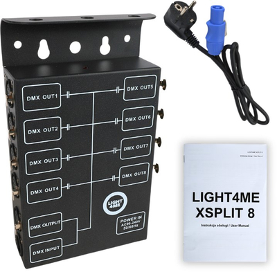 Ndarës DMX LIGHT4ME Xsplit 8, 8 kanale, për montim në rack, i zi