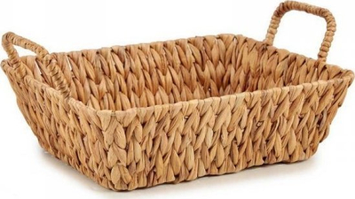 Shportë dekori tavoline Gift Decor, metal dhe Water Hyacinth, 28.5 x 16 x 41.5 cm, kafe