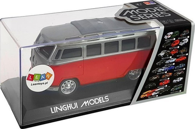 Lodër autobus Linghui Models, me mekanizëm pull back, me drita dhe zë, i kuq
