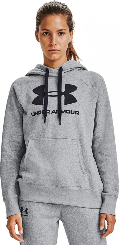 Bluzë me kapuç Under Armour Rival Fleece Logo W, pambuk poliester, për goca, gri