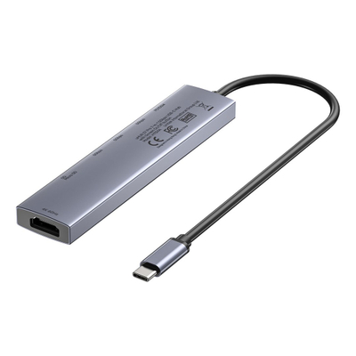Hub USB C Unitek 7 në 1, 4K 60Hz, PD 100W, gri