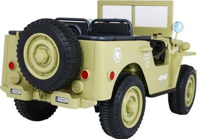 Makina elektrike për kalamaj Baby Active Retro Military Vehicle 4x4, me drita që punojnë, ngjyrë rëre
