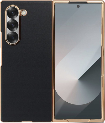 Këllëf telefoni VOUGE për Samsung Galaxy Z Fold 6 5G, në dy pjesë, me kornizë metalike, i zi