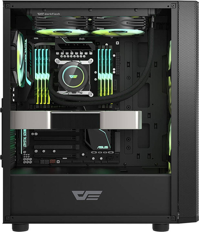 Kuti kompjutri Darkflash DK360, 4 ventilatorë, panel xhami, e zezë