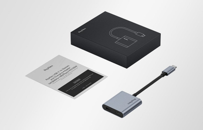 Adapter USB XREAL Games 56775-0, USB-C në USB-C x2, 4K 60Hz 100W, argjend