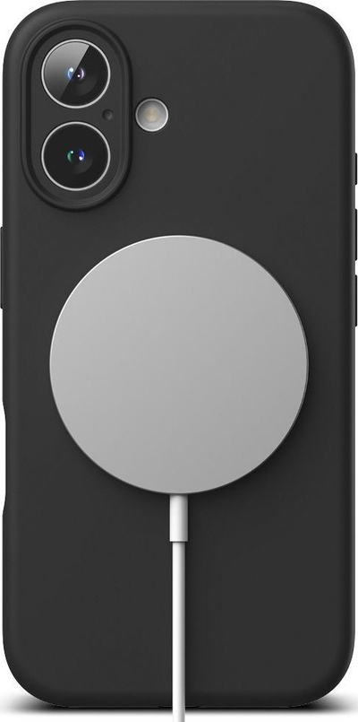 Kapak telefoni Ringke Silicone Magnetic, MagSafe për iPhone 16, silikoni, i zi