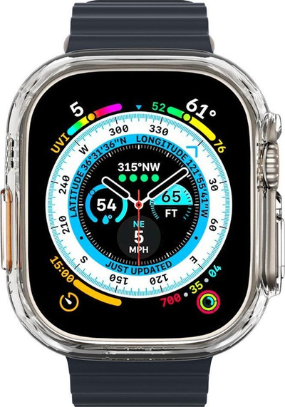 Kuti mbrojtëse Spigen Thin Fit për Apple Watch Ultra 49mm, polikarbonat, transparente