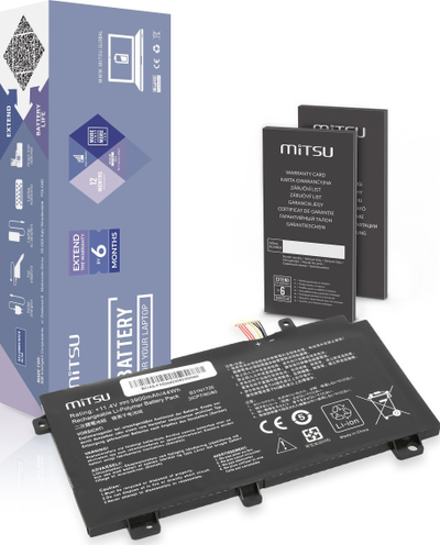 Bateri laptopi Mitsu B31N1726 për Asus FX504, FX505, FX80G, 3900mAh 11.4V, e zezë