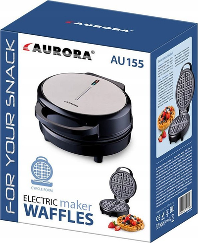 Aparat vaflesh Aurora AU 999, 1000W, pjatë rrethore, i zi