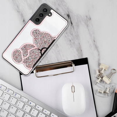 Maskë telefoni Teddy Bear për Samsung A51, TPU PU, rozë