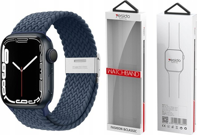 Rrip ore Yesido WB23 për Apple Watch 42/44/45 mm, tekstil i gërshetuar, ngjyrë navy