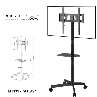 Преместлива подлошка за телевизор Montis MT191 Atlas, 26"-60", VESA 400x400, црна