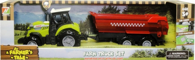 Lodër traktor Swede Farm Truck Set, me rimorkio, drita dhe tinguj, jeshil e kuqe