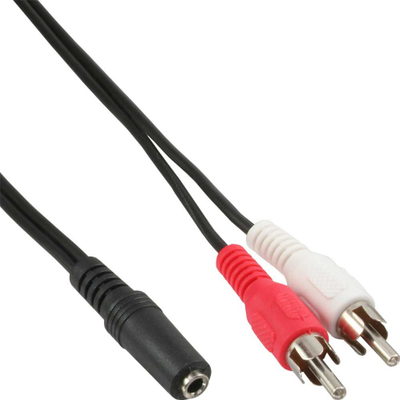 Kabllo audio InLine 89940E, Jack 3.5mm në 2x RCA, 5m, i zi