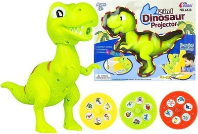 Projektor vizatimi për kalamaj T-Rex dinosaurus, 18 figura, 12 lapsa me ngjyra, shumëngjyrësh