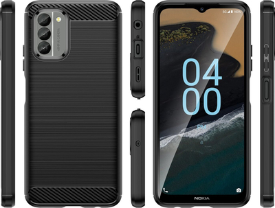 Mbrojtëse telefoni Hurtel Carbon Case Nokia G400, silikon fleksibël, efekt fibrë karboni, e zezë
