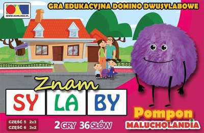 Lojë domino edukative Pompon Znam Sylaby, 2 lojëra, për kalamaj