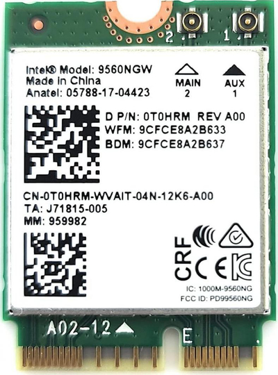 Kartë rrjeti Intel AC 9560 (9560.NGWG.NV), M.2, 1733 Mbps, Wi-Fi 5